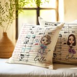 Personalised Retro Date Due Card Library Card Cartoon Character Throw Pillow Cover with Name Birthday Housewarming Gift for Reader Bookworm