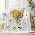 Personalisierte Aquarell Geburt Blumenstrauß Schmetterling weiche Decke mit Namen Home Decor Geburtstag Familie Geschenk für Frauen