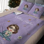 Personalizado de dibujos animados Mujer Nacimiento Flor Ramo Manta suave con 1-8 Nombres Cumpleaños Navidad Regalo para Mamá Abuela