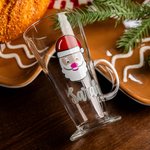 Personalised Christmas Snowman Santa Claus Hot Chocolate Latte Name Glass with Handle Christmas Gift for Family Friend