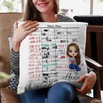 Personalised Retro Date Due Card Library Card Cartoon Character Throw Pillow Cover with Name Birthday Housewarming Gift for Reader Bookworm