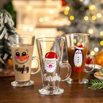 Personalised Christmas Snowman Santa Claus Hot Chocolate Latte Name Glass with Handle Christmas Gift for Family Friend