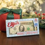 Personalized Merry Christmas Cute Cartoon Character Wooden Money Holder with Name Holiday Party Favors Gift for Kids