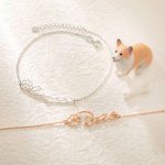 Personalized Minimalist Pet Paw Print Bracelet with Name Dog Cat Mom Jewelry Birthday Memorial Gift for Women