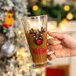 Personalised Christmas Snowman Santa Claus Hot Chocolate Latte Name Glass with Handle Christmas Gift for Family Friend