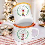 Personalised Cute Cartoon Character 12oz Hot Chocolate Enamel Cup with Name Birthday Christmas Gift for Family Kids