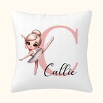 Personalisierte bezaubernde Cartoon Ballett Mädchen weiches Kissen Abdeckung mit Initialen und Namen Home Decor Geburtstag Housewarming Geschenk für B
