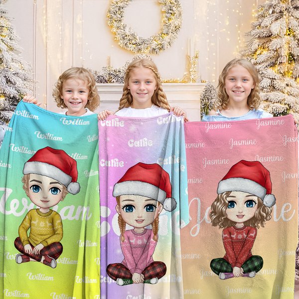 Couverture de Noël personnalisée avec nom Cadeau de Noël pour les enfants et la famille