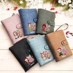 Personalized Christmas Tree Cartoon Girl PU Leather Tri-Folded Name Wallet with Card Holder and Wrist Strap Birthday Gift for Girls Women
