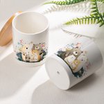 Personalised Cute Family Bear Ceramic Plant Pot with 1-8 Names and Bamboo Base Mother's Birthday Gift for Family Friend