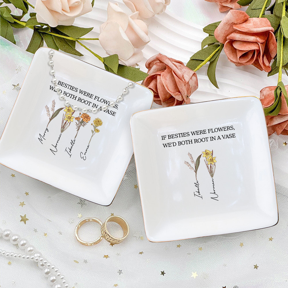 1-10 Fleurs de naissance aquarelle en céramique avec nom Cadeau d'anniversaire Cadeau de Noël pour les amies