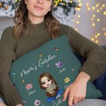Personalizada de dibujos animados Mujer Nacimiento Flor Bouquet Suave Almohada Funda con 1-8 Kid Nombres Cumpleaños Navidad Regalo para las mujeres