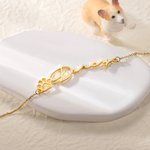 Personalized Minimalist Pet Paw Print Bracelet with Name Dog Cat Mom Jewelry Birthday Memorial Gift for Women