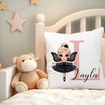 Personalisierte bezaubernde Cartoon Ballett Mädchen weiches Kissen Abdeckung mit Initialen und Namen Home Decor Geburtstag Housewarming Geschenk für B