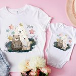 Personalisierte niedliche Familie Bär 100% Baumwolle T-shirt Baby Bodysuit passende Outfit Muttertag Geschenk für neue Mama Baby