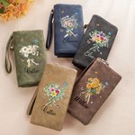 Henkilökohtainen Perhe Syntymä Kukkakimppu Nahka Taitettu Rannekoru Lompakko kortinhaltija ja nimi Syntymäpäivä Äitienpäivä lahja naisille