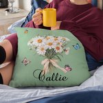 Personalized Butterfly Birth Bouquet Throw Pillow Cover with 1-8 Names Multicolour Home Decor Birthday Family Gift for Women