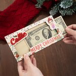 Personalized Merry Christmas Cute Cartoon Character Wooden Money Holder with Name Holiday Party Favors Gift for Kids