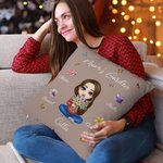 Personalizada de dibujos animados Mujer Nacimiento Flor Bouquet Suave Almohada Funda con 1-8 Kid Nombres Cumpleaños Navidad Regalo para las mujeres