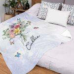 Personalisierte Aquarell Geburt Blumenstrauß Schmetterling weiche Decke mit Namen Home Decor Geburtstag Familie Geschenk für Frauen