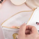 Personalised Multicolour Cartoon Character Birth Flower Bouquet Canvas Makeup Bag with Name Travel Accessories Birthday Gift for Women Girls