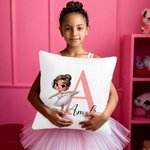 Personalisierte bezaubernde Cartoon Ballett Mädchen weiches Kissen Abdeckung mit Initialen und Namen Home Decor Geburtstag Housewarming Geschenk für B