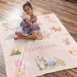 Personalized Classic Winnie the Pooh Soft and Warm Throw Blanket with Name Christmas Baby Shower Children's Day Gift for Baby Kids