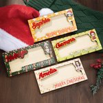 Personalized Merry Christmas Cute Cartoon Character Wooden Money Holder with Name Holiday Party Favors Gift for Kids