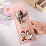 Henkilökohtainen sarjakuvahahmo joulu Initial nahkainen meikkisivellin laukku asetettu nimi 8 kpl meikkisiveltimet joululahja perheelle ystävä