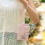 Personalized Christmas Tree Cartoon Girl PU Leather Tri-Folded Name Wallet with Card Holder and Wrist Strap Birthday Gift for Girls Women