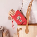 Henkilökohtainen Perhe Syntymä Kukkakimppu Nahka Taitettu Rannekoru Lompakko kortinhaltija ja nimi Syntymäpäivä Äitienpäivä lahja naisille