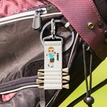 Tee Your Game Tie Your Heart - Personalized Cartoon Character PU Leather Golf Tee Holder and 5 Pcs Bamboo Tees