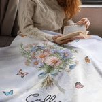 Personalisierte Aquarell Geburt Blumenstrauß Schmetterling weiche Decke mit Namen Home Decor Geburtstag Familie Geschenk für Frauen