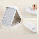 Personalized Cartoon Character Birth Flower Leather Jewelry Box with LED Three-color Makeup Mirror Travel Essential Birthday Gift for Women