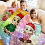 Couverture de Noël personnalisée avec nom Cadeau de Noël pour les enfants et la famille