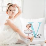 Personalisierte bezaubernde Cartoon Ballett Mädchen weiches Kissen Abdeckung mit Initialen und Namen Home Decor Geburtstag Housewarming Geschenk für B