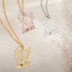 Personalized Hollow Highland Cow Heart Birthstone Necklace with Name Dainty Jewelry Birthday Anniversary Gift for Women Highland Cow Lovers