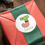 Stick The Magic Spread The Joy  - Personalized Initial Name DIY Labels Stickers Christmas Gift Decoration Party Favors