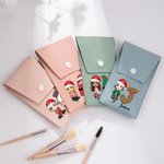 Henkilökohtainen sarjakuvahahmo joulu Initial nahkainen meikkisivellin laukku asetettu nimi 8 kpl meikkisiveltimet joululahja perheelle ystävä