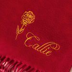 Personalized Super Soft Warm Scarf with Embroidered Birth Flower and Text Fashion Accessory Birthday Christmas Gift for Couple Family