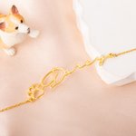 Personalized Minimalist Pet Paw Print Bracelet with Name Dog Cat Mom Jewelry Birthday Memorial Gift for Women