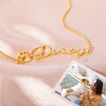 Personalized Minimalist Pet Paw Print Bracelet with Name Dog Cat Mom Jewelry Birthday Memorial Gift for Women