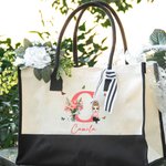 Personalisierte Wiederverwendbare Geburtsblumen Cartoon Canvas Tasche mit Namen Initiale Tote Bag Geburtstag Jahrestag Geschenk für Damen Mädchen