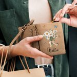 Henkilökohtainen Perhe Syntymä Kukkakimppu Nahka Taitettu Rannekoru Lompakko kortinhaltija ja nimi Syntymäpäivä Äitienpäivä lahja naisille