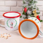 Personalised Cute Cartoon Character 12oz Hot Chocolate Enamel Cup with Name Birthday Christmas Gift for Family Kids