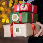 Stick The Magic Spread The Joy  - Personalized Initial Name DIY Labels Stickers Christmas Gift Decoration Party Favors