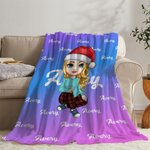 Couverture de Noël personnalisée avec nom Cadeau de Noël pour les enfants et la famille