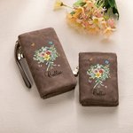 Henkilökohtainen Perhe Syntymä Kukkakimppu Nahka Taitettu Rannekoru Lompakko kortinhaltija ja nimi Syntymäpäivä Äitienpäivä lahja naisille