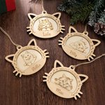 Personalised Snowflake Cat Portrait Wooden Christmas Hanging Ornament with Name Christmas Tree Decor Memorial Pet Loss Gift for Pet Lovers