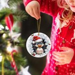 Personalizado 3D Santa Claus muñeco de nieve reno de cerámica Adorno de Navidad con nombre Árbol colgante de Navidad Regalo para la familia